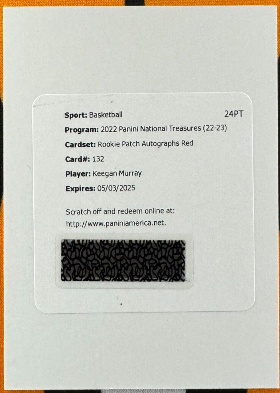 Keegan Murray [Patch Autograph Red] #132