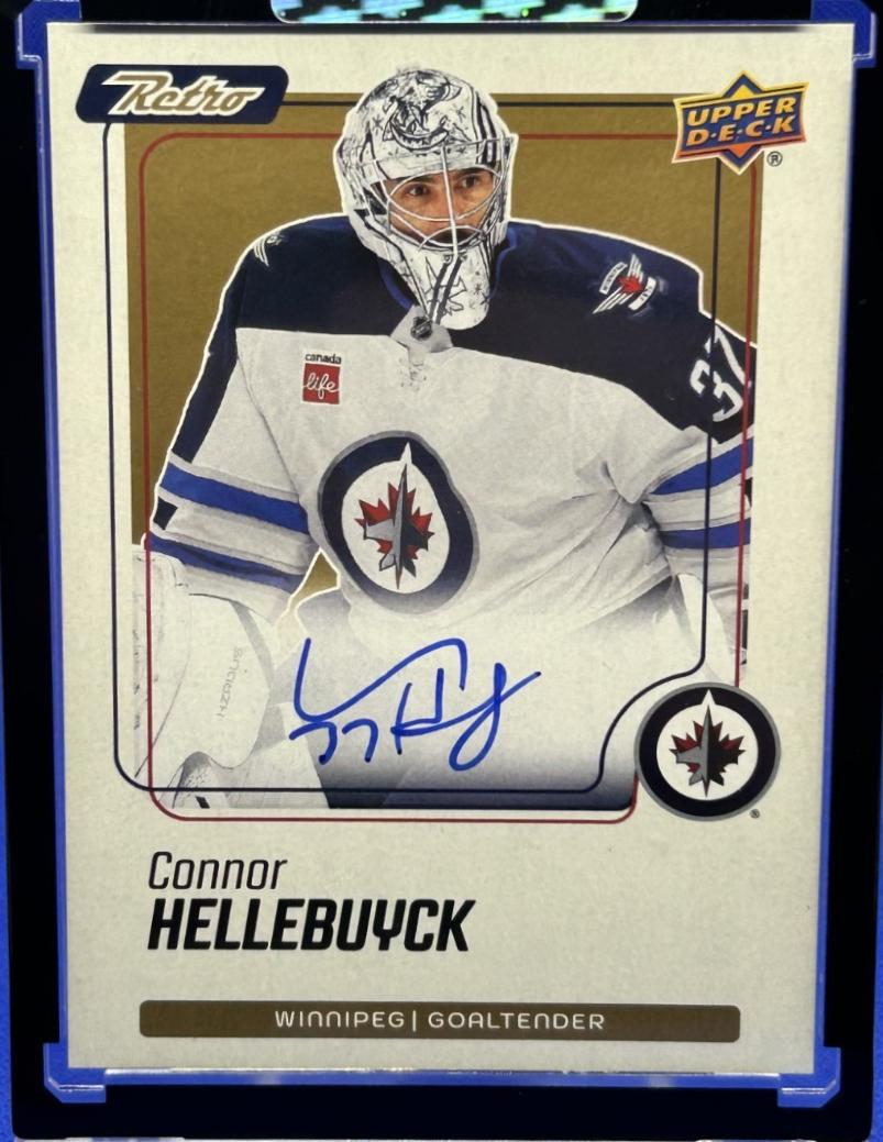 Connor Hellebuyck #RA-CH 2025 Upper Deck Clear Cut Retro Autograph Hockey