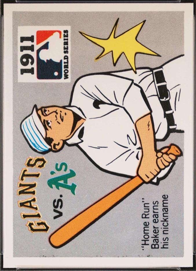1971 Fleer World Series Black Back 1911 A's vs. Giants [Home Run Baker] #9 card