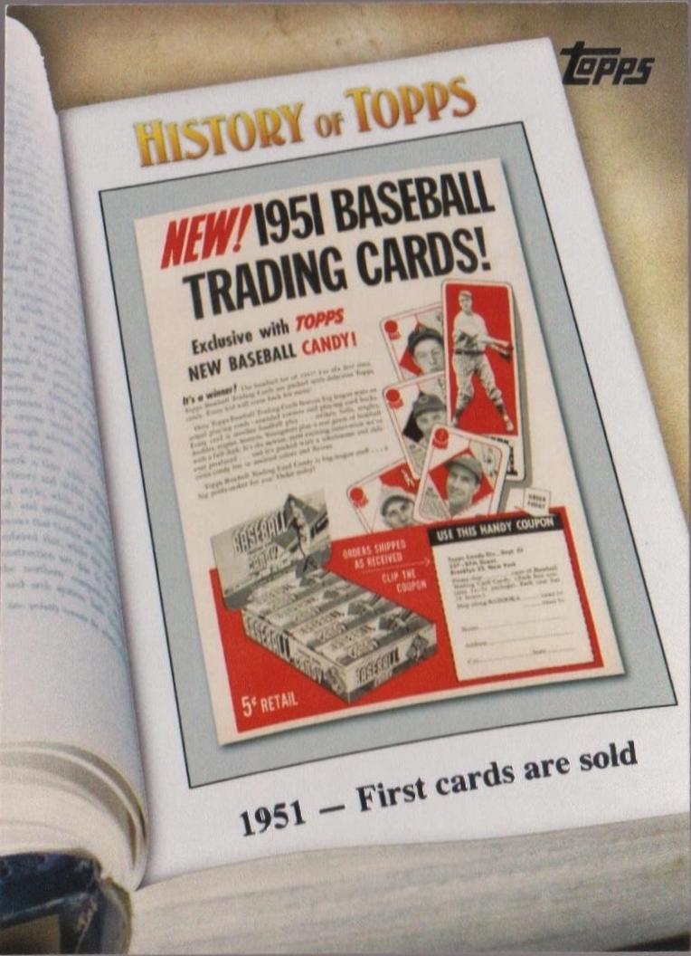 1951 First Cards Are Sold #HOT-2 Baseball Cards 2011 Topps History of Topps