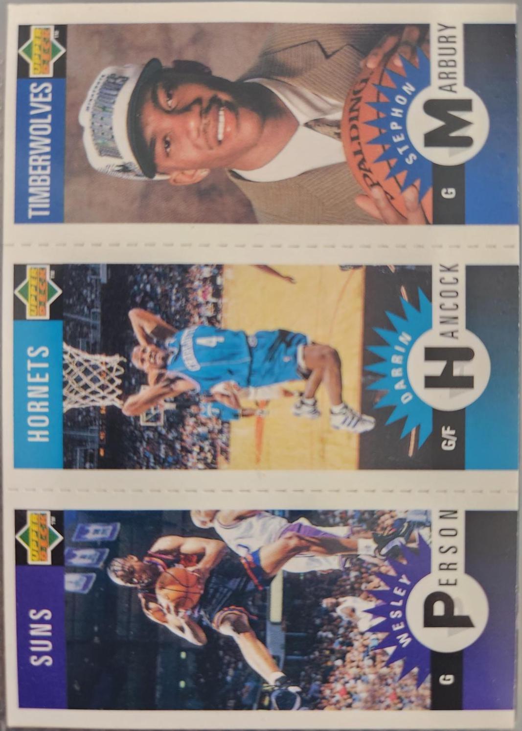 Person, Hancock, Marbury Basketball Cards 1996 Collector's Choice Mini