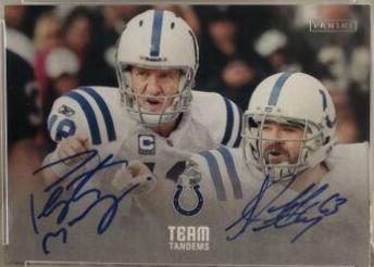 Jeff Saturday, Peyton Manning #TT-MS Football Cards 2023 Panini Donruss Team Tandems Autographs