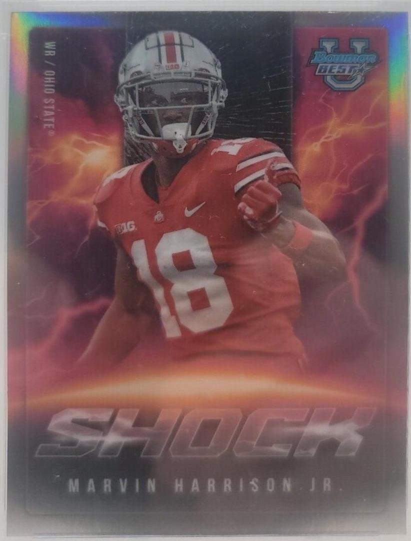 Marvin Harrison Jr. #SA-4 Football Cards 2023 Bowman's Best University Shock and Awe