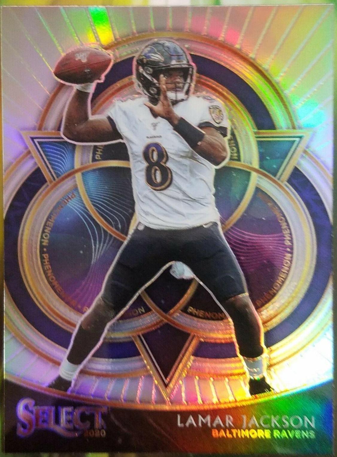 Lamar Jackson Football Cards 2020 Panini Select Phenomenon