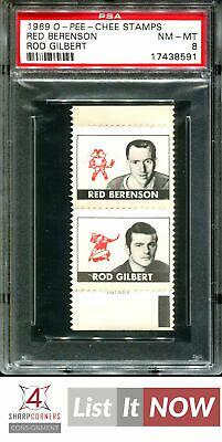 Red Berenson, Rod Gilbert Hockey Cards 1969 O-Pee-Chee Stamps