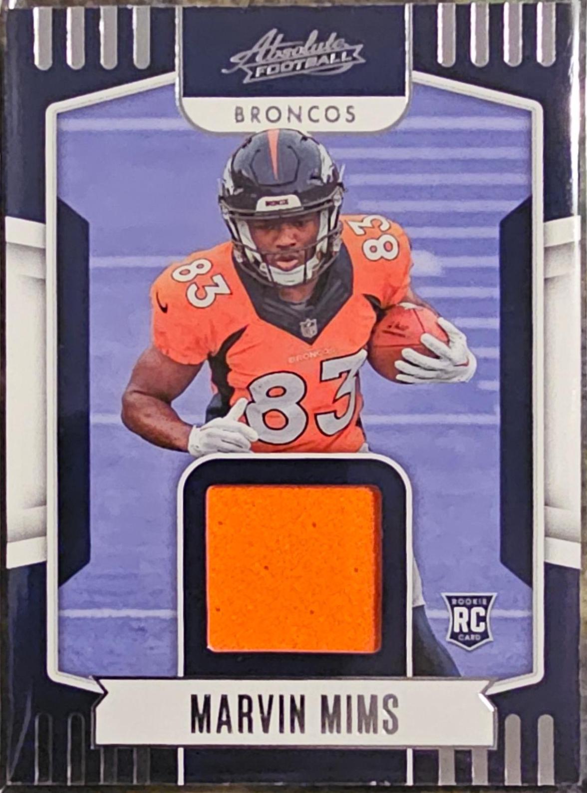 Marvin Mims #ARM-19 Football Cards 2023 Panini Absolute Rookie Materials