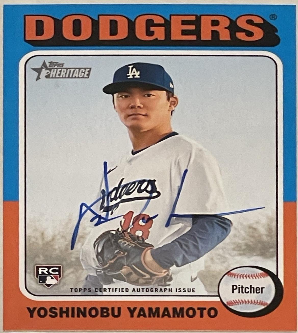 Yoshinobu Yamamoto #ROA-YY Baseball Cards 2024 Topps Heritage Real One Autograph