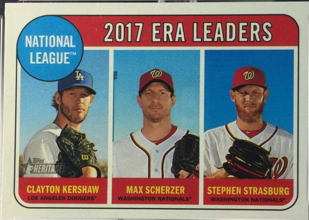 Clayton Kershaw, Max Scherzer, Stephen Strasburg #8 Baseball Cards 2018 Topps Heritage
