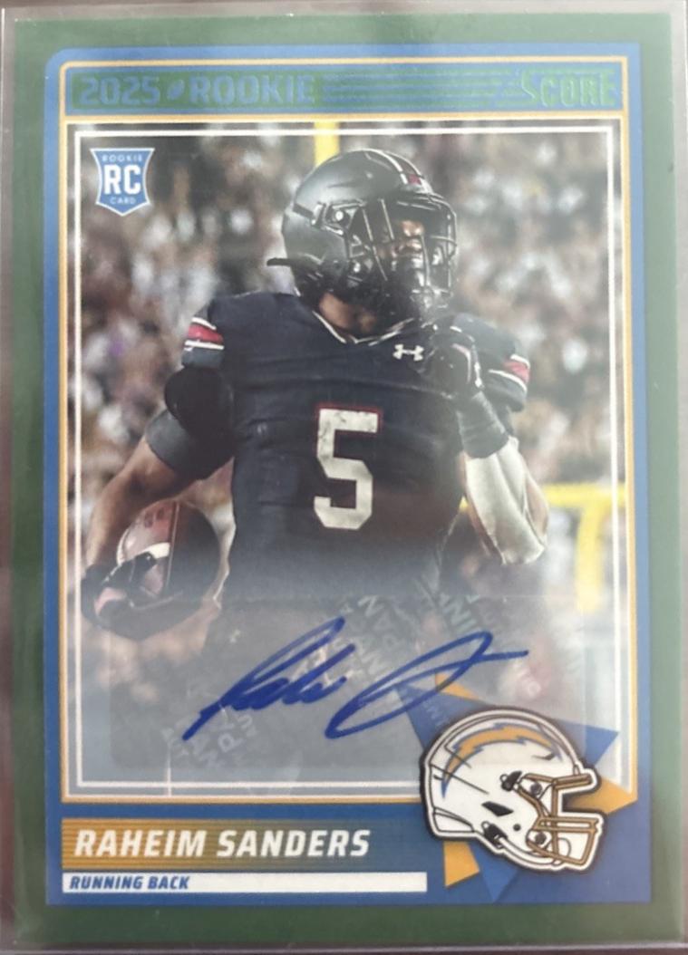 Raheim Sanders [Green Signature] #45 Prices | 2025 Panini Score Rookie ...