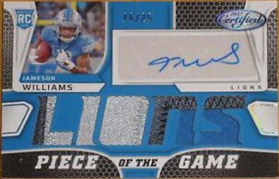 Jameson Williams #PGS-JW 2022 Panini Certified Piece Of The Game Signatures Football
