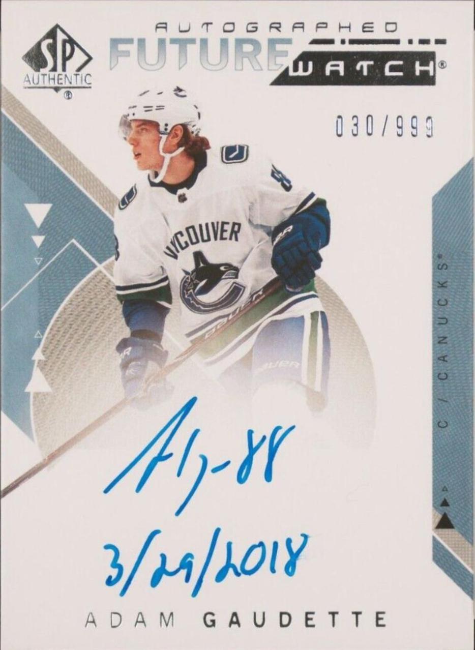 Adam Gaudette #180 2018-19 SP Authentic Hockey
