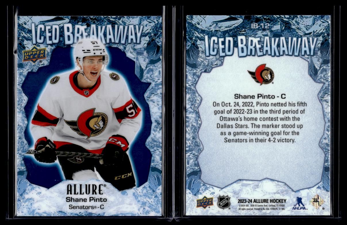 Shane Pinto #IB-12 Hockey Cards 2023 Upper Deck Allure Iced Breakaway