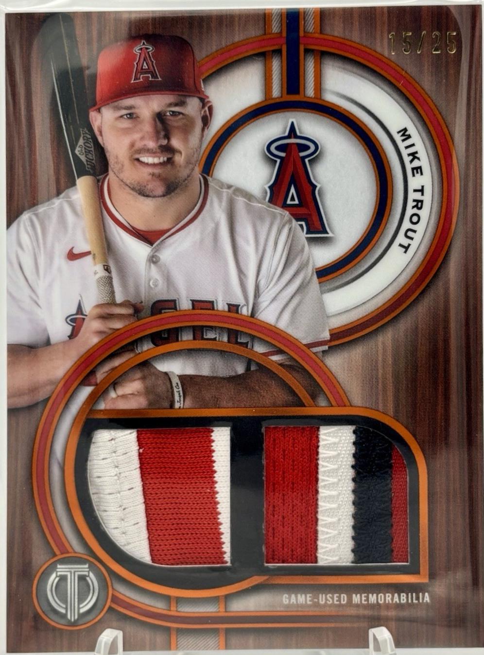 Mike Trout #DR-MT Baseball Cards 2025 Topps Tribute Single-Player Dual Relic