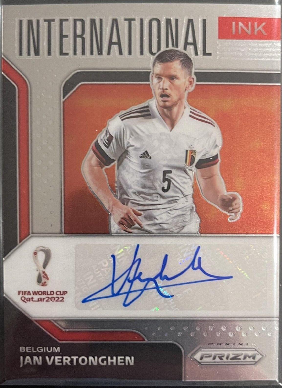Jan Vertonghen Soccer Cards 2022 Panini Prizm World Cup International Ink Autograph