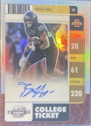 Breece Hall [ #CO-BHA Football Cards 2022 Panini Chronicles Draft Picks Contenders Optic College Ticket Autograph