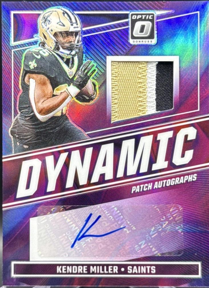 Kendre Miller #28 Football Cards 2024 Panini Donruss Optic Dynamic Patch Autograph