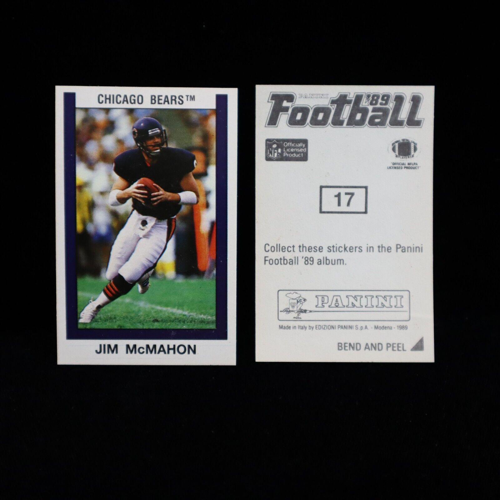 Jim McMahon #17 Football Cards 1989 Panini Sticker
