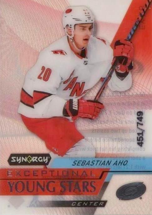 Sebastian Aho #EY-26 Hockey Cards 2020 Upper Deck Synergy Exceptional Young Stars