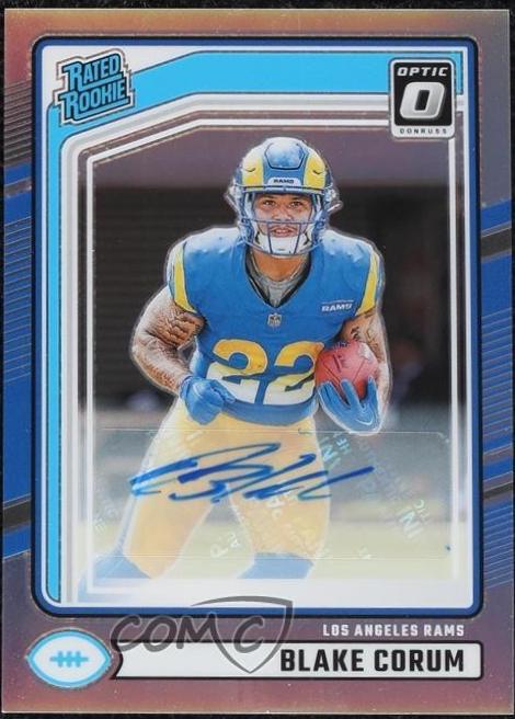 Blake Corum #322 Football Cards 2024 Panini Donruss Optic Rated Rookie Preview Autograph