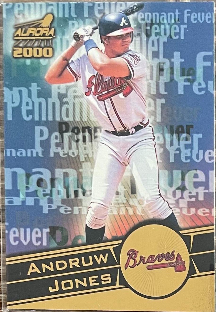 Andruw Jones #1 Baseball Cards 2000 Pacific Aurora Pennant Fever