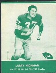 Larry Hickman #34 Football Cards 1961 Lake to Lake Packers