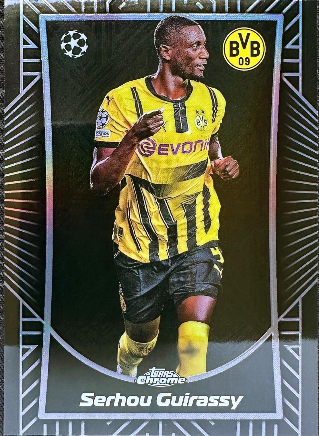 Serhou Guirassy #SE-6 Soccer Cards 2024 Topps Chrome UEFA Shadow Etch