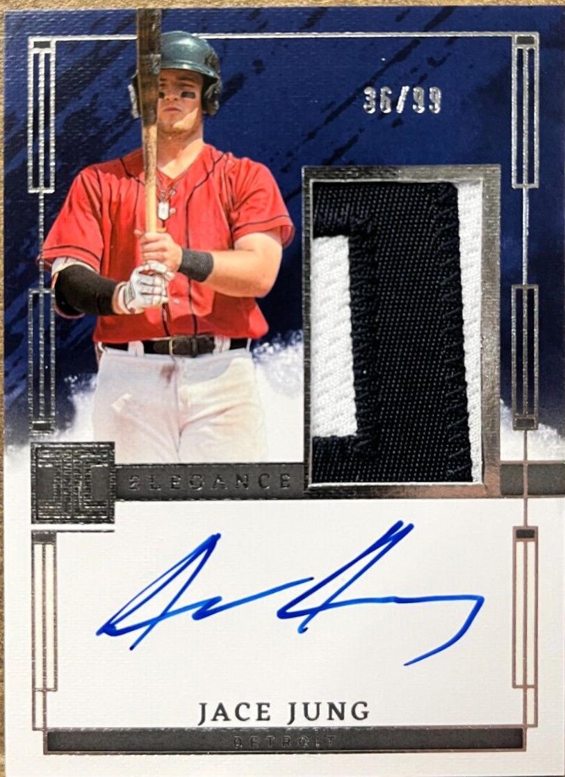 Jace Jung #EPJ-JJ Baseball Cards 2024 Panini Impeccable Elegance Prospect Jersey Autograph