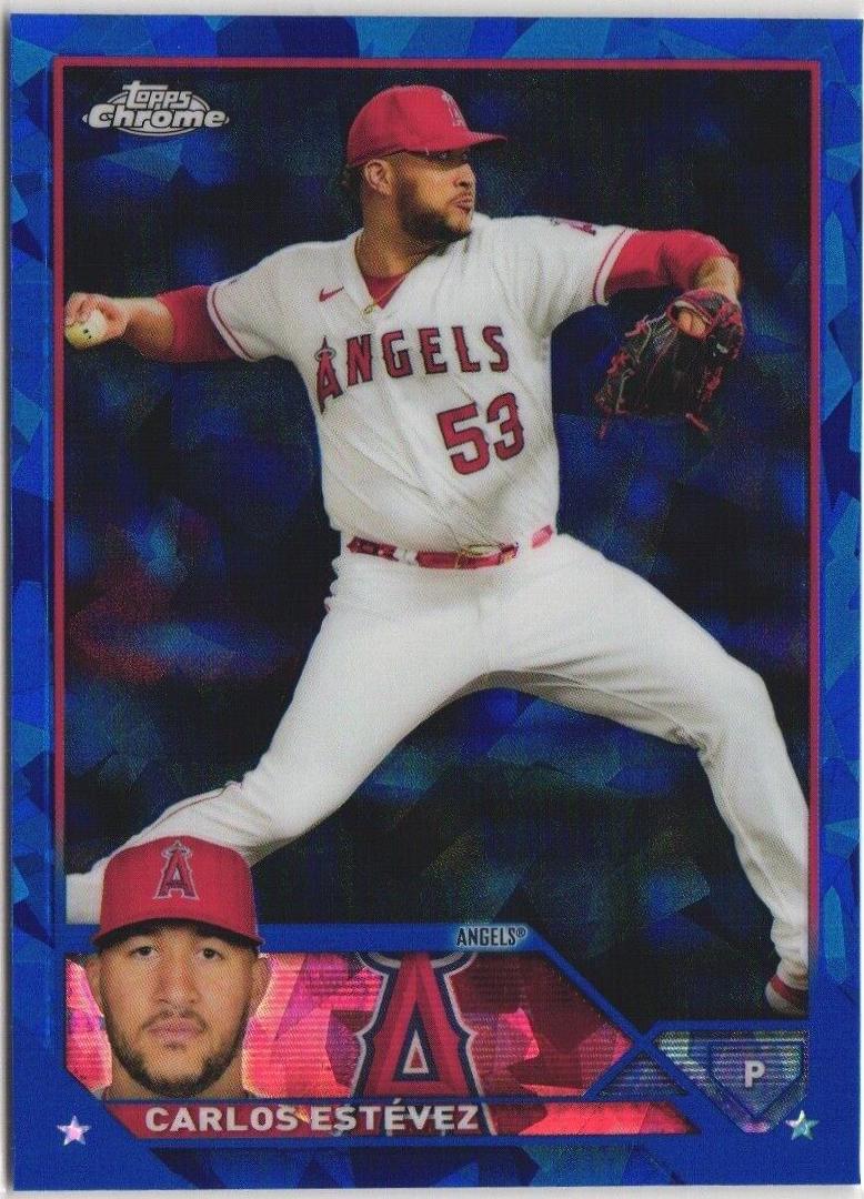 Carlos Estevez #USCS63 2023 Topps Chrome Update Sapphire Baseball