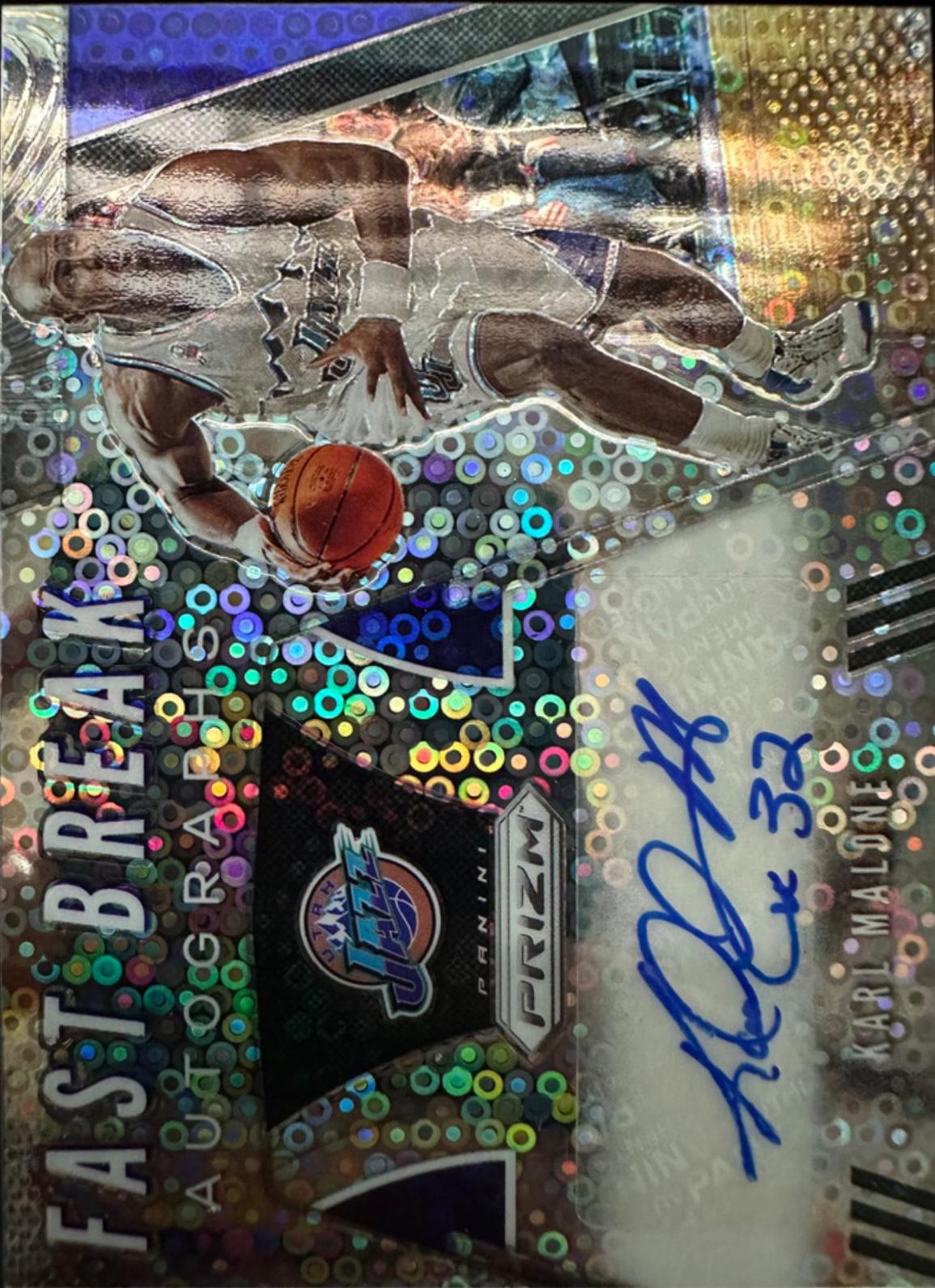 Karl Malone #FB-KML Basketball Cards 2019 Panini Prizm Fast Break Autographs