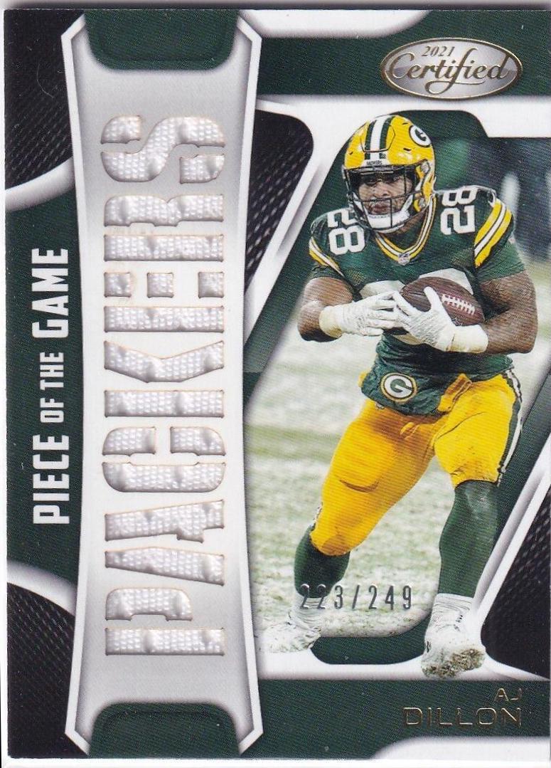 AJ Dillon #POG-AD Football Cards 2021 Panini Certified Piece of the Game