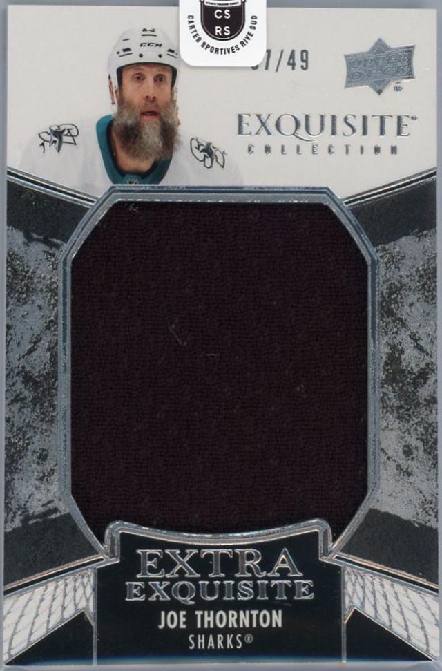 Joe Thornton #ECE-JT Hockey Cards 2024 Upper Deck Black Diamond Extra Exquisite Jersey