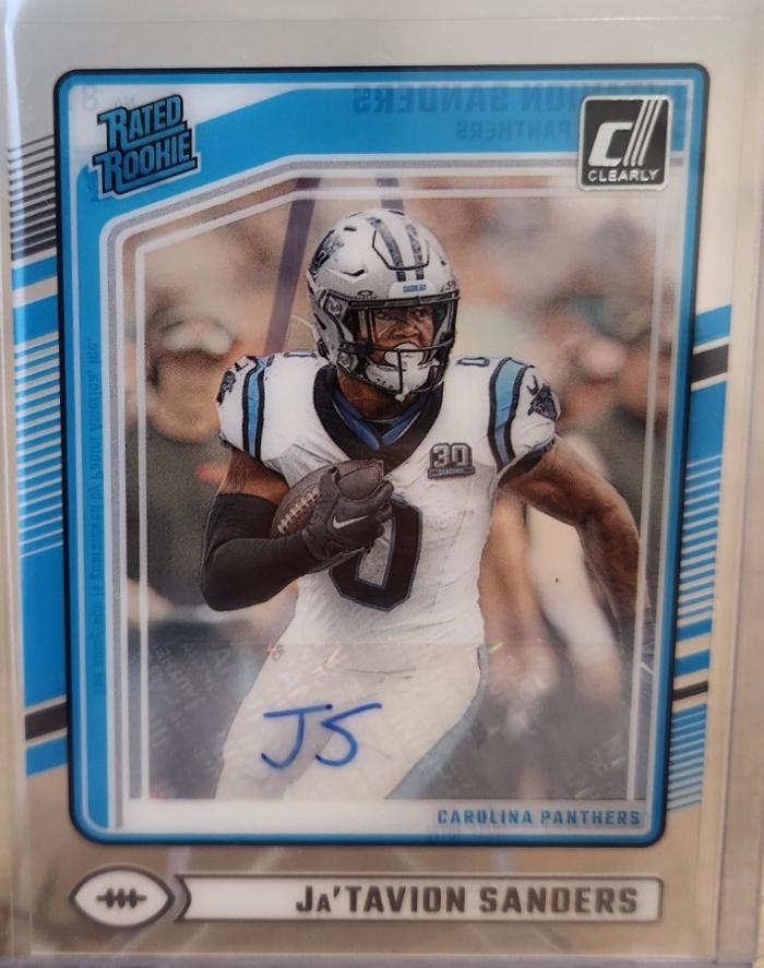 Ja'Tavion Sanders #81 Football Cards 2024 Clearly Donruss Rated Rookie Autographs
