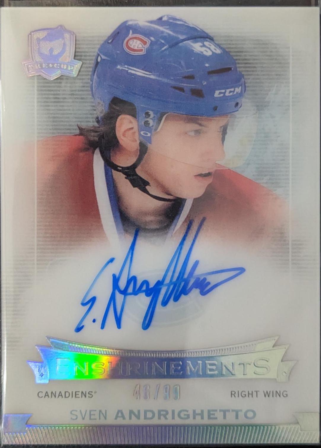 Sven Andrighetto #E-SA Hockey Cards 2014 Upper Deck the Cup Enshrinements Autograph