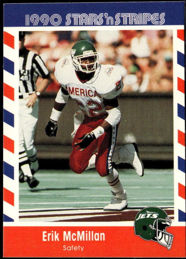 Erik McMillan #6 Football Cards 1990 Asher Candy Stars 'n Stripes