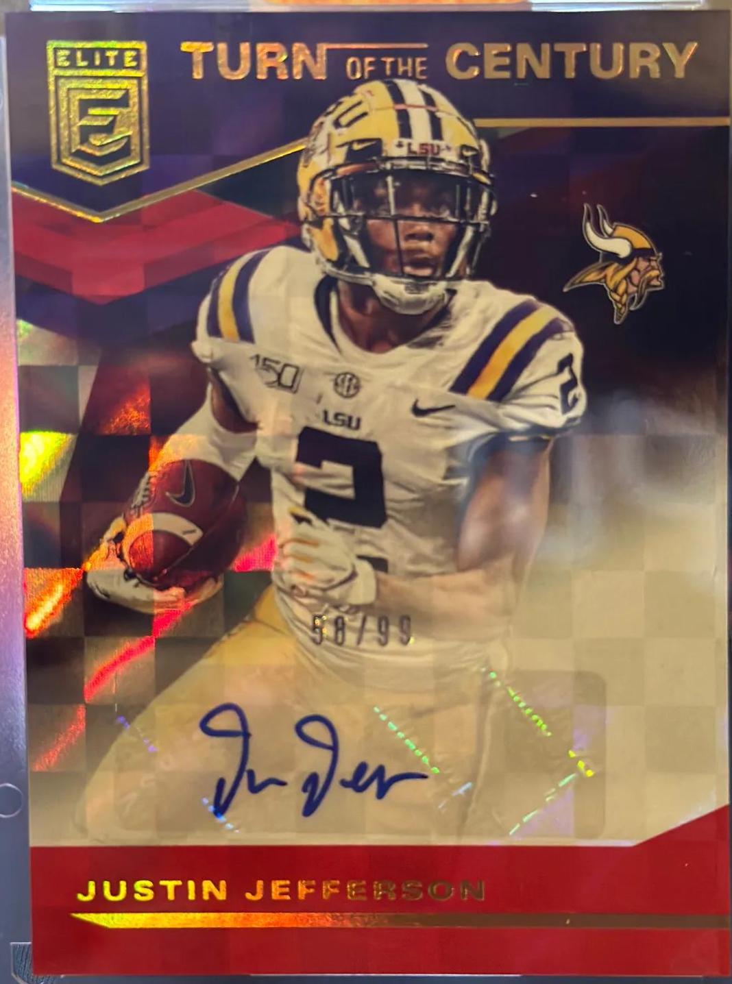 Justin Jefferson #TC-JJ Football Cards 2020 Panini Donruss Elite Turn of the Century Autographs