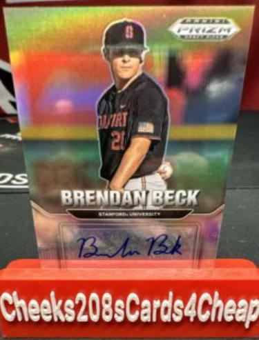Brendan Beck #AU-BB Baseball Cards 2022 Panini Prizm Draft Picks Autographs