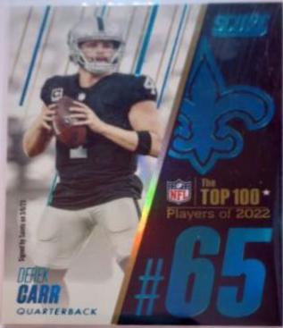Derek Carr #65 Football Cards 2023 Panini Score Top 100