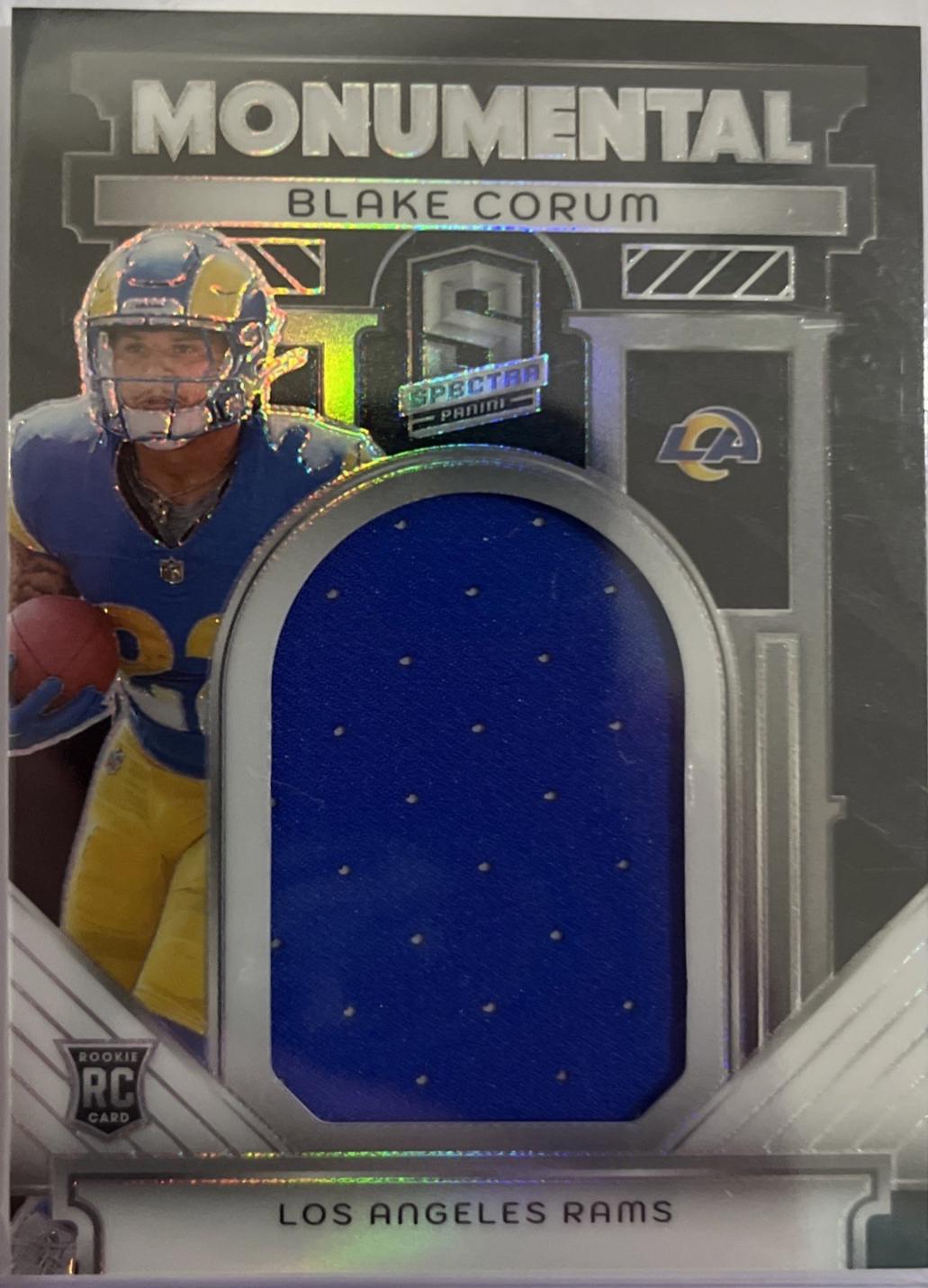 Blake Corum #MM-BCM Football Cards 2024 Panini Spectra Monumental Memorabilia