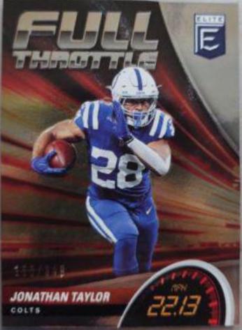 Jonathan Taylor #FT1 Football Cards 2022 Panini Donruss Elite Full Throttle
