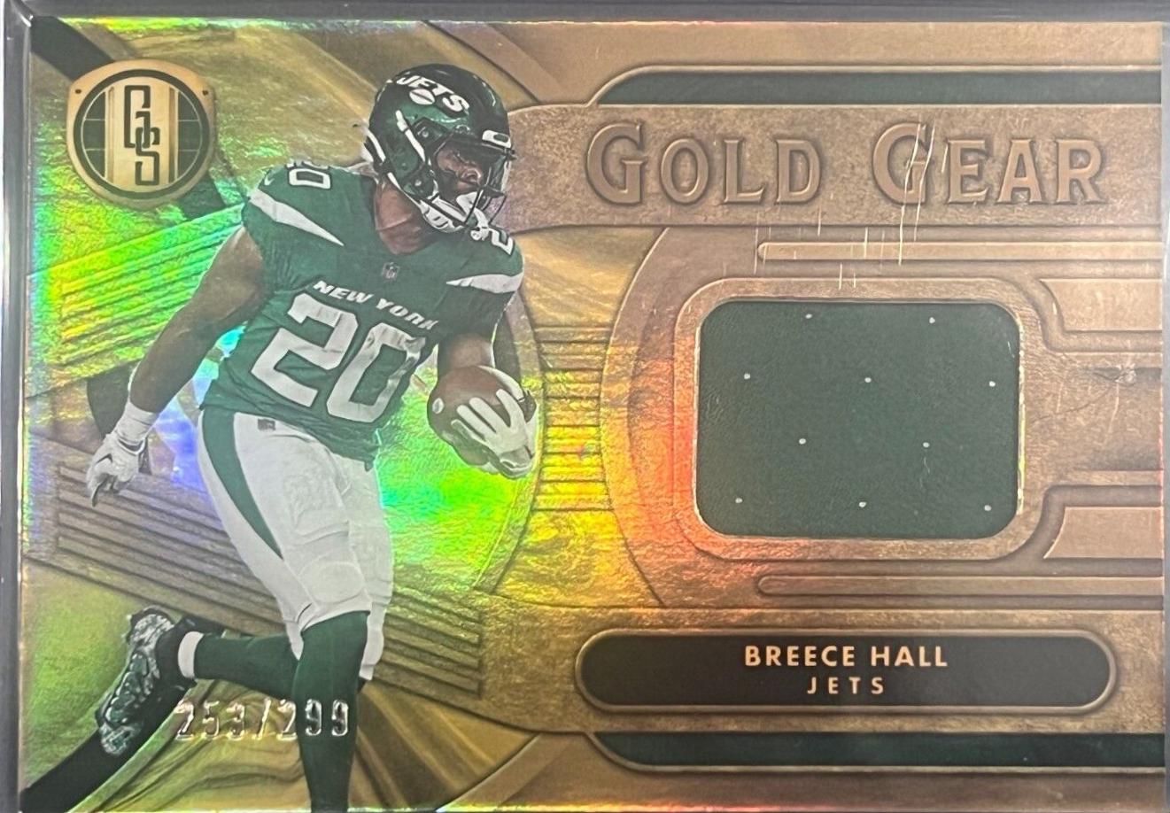 Breece Hall #GG-BHL Football Cards 2024 Panini Gold Standard Gold Gear