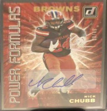 Nick Chubb #PF 7 Football Cards 2019 Donruss Power Formulas Autographs