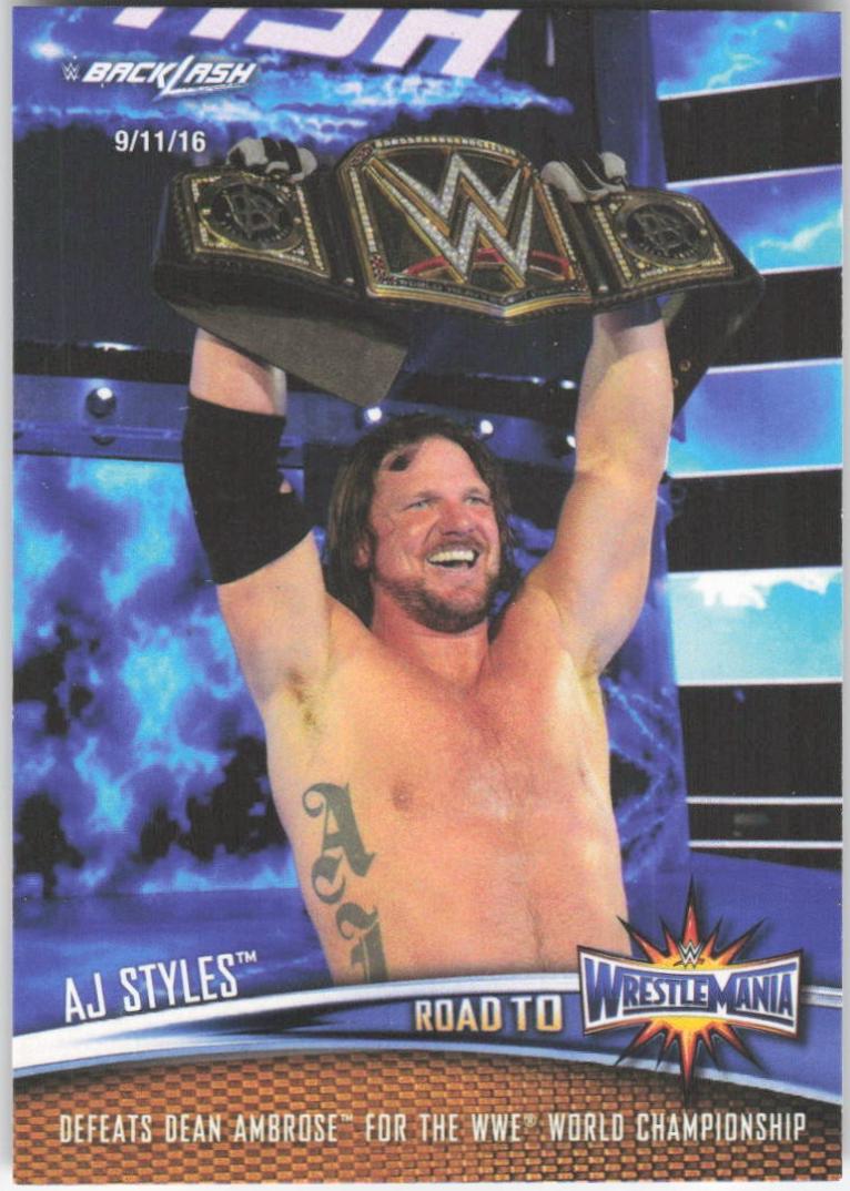 AJ Styles #RTW-20 Wrestling Cards 2017 Topps WWE Road To Wrestlemania 33