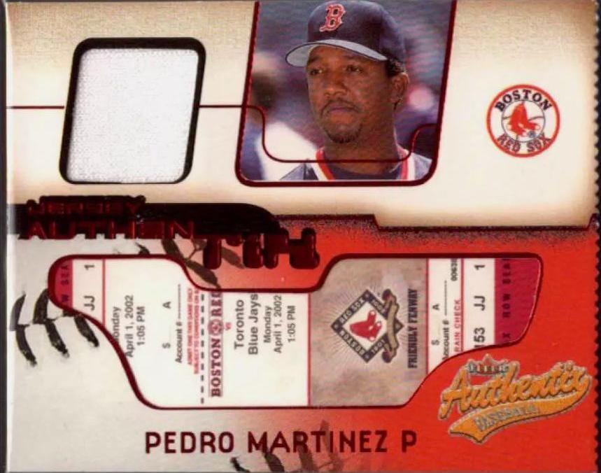Pedro Martinez #JA-PM RIPPED Baseball Cards 2002 Fleer Authentix Jersey