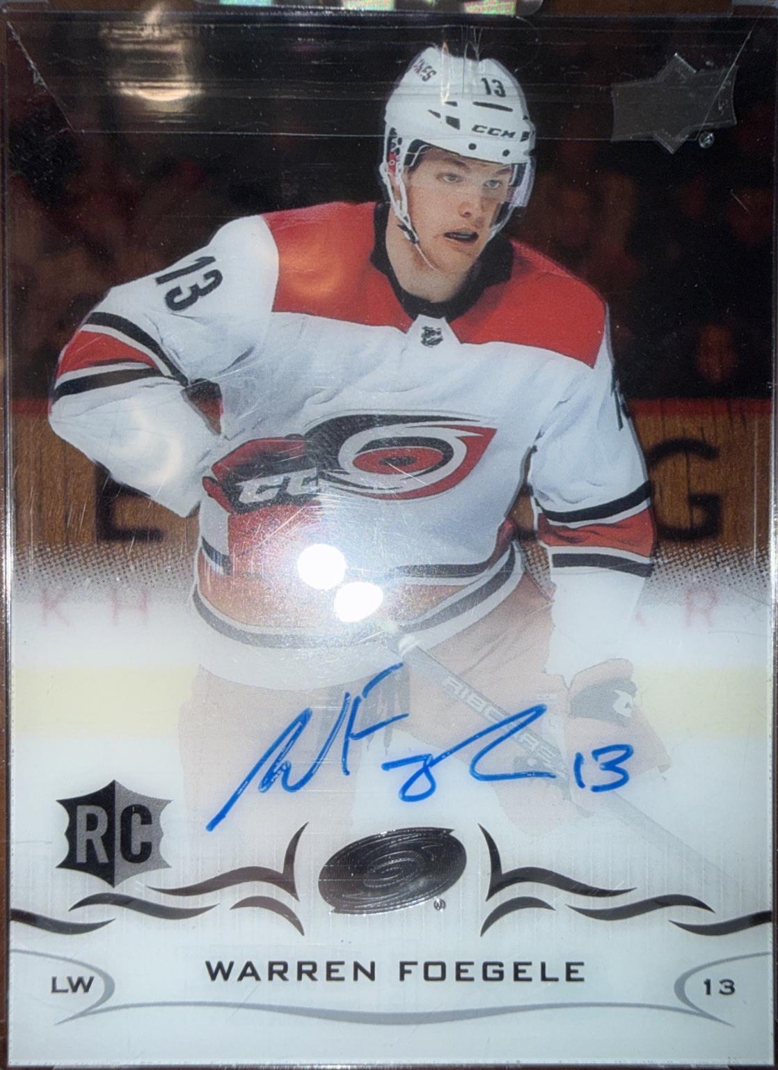 Warren Foegele #CCR-WF 2018 Upper Deck Clear Cut Rookie Autograph Hockey