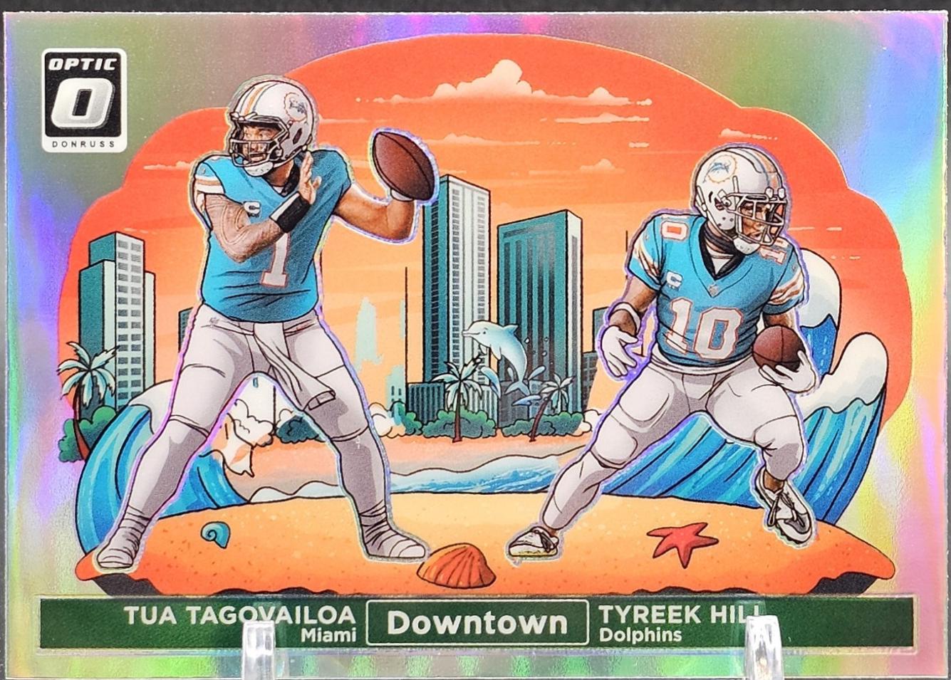Tua Tagovailoa / Tyreek Hill #7 Football Cards 2024 Panini Donruss Optic Downtown Duos