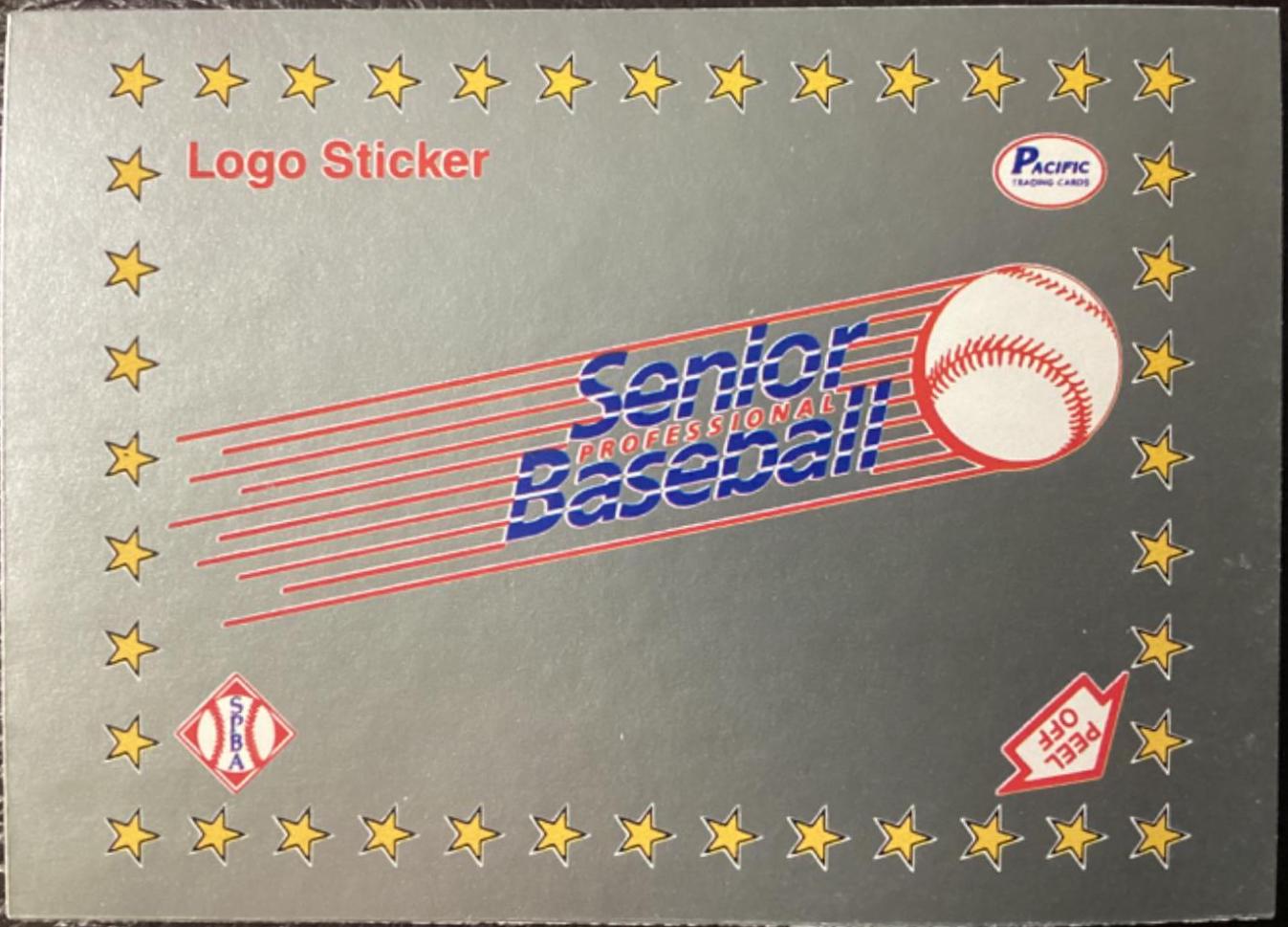 Senior Professional Baseball Logo Sticker Baseball Cards 1990 Pacific Senior League