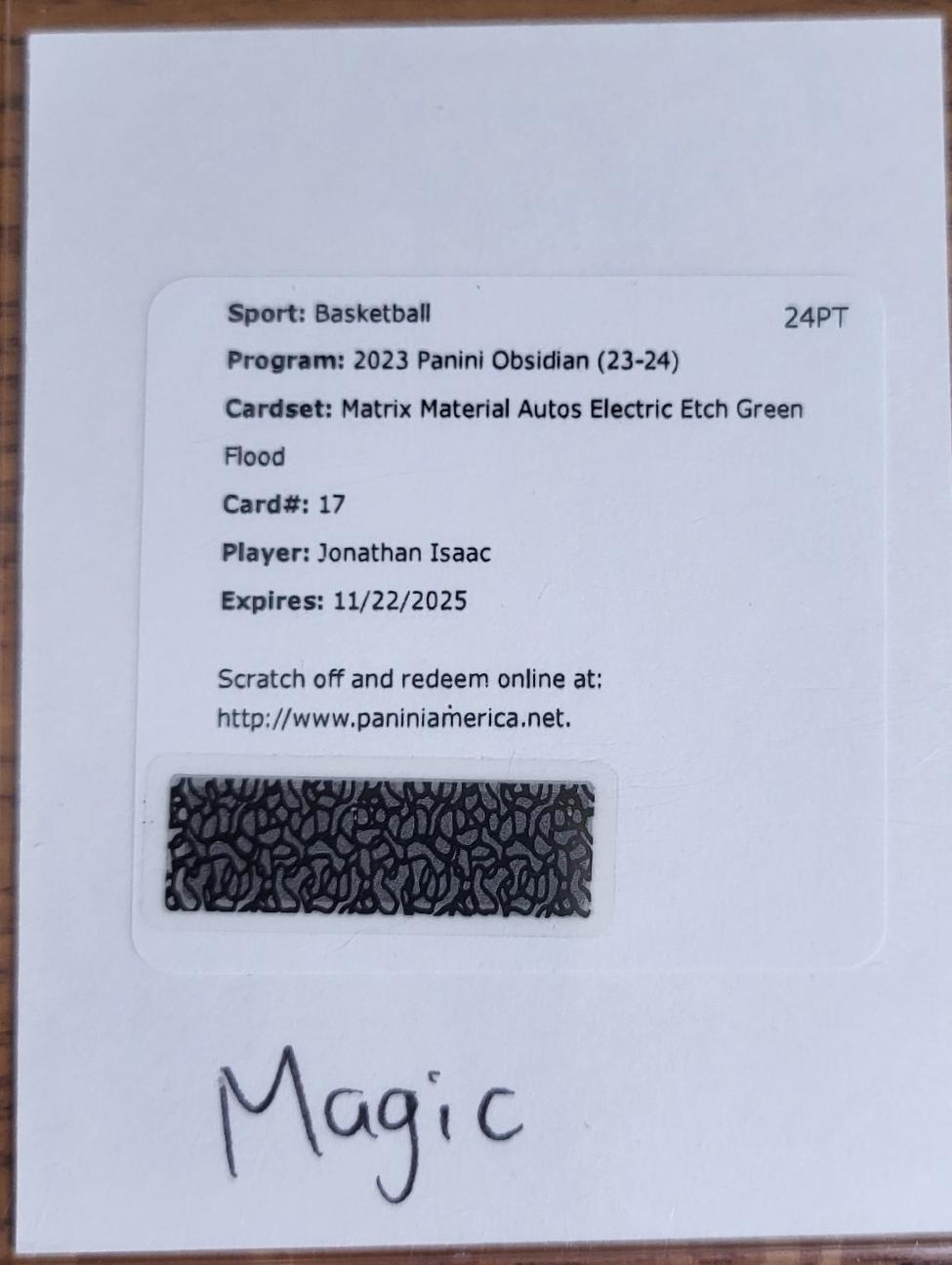 Jonathan Isaac [Green Flood Electric Etch] #17