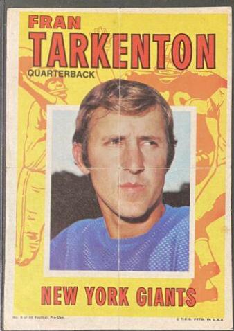Fran Tarkenton #5 Football Cards 1971 Topps Pin Ups