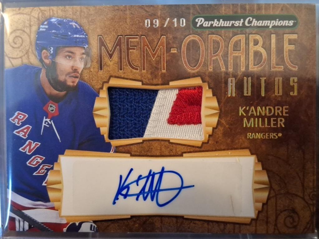 K'Andre Miller #MBA-KM Hockey Cards 2023 Parkhurst Champions MEM-orable Autos