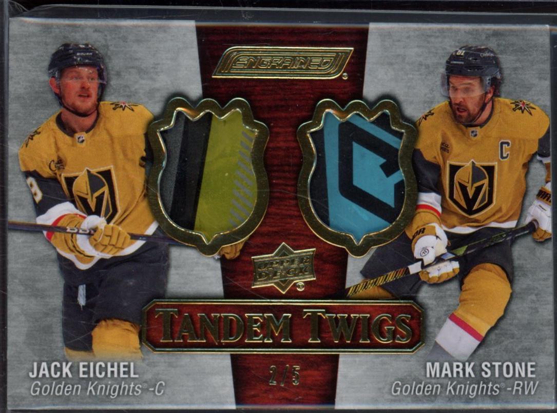 Jack Eichel / Mark Stone #TT-SE Hockey Cards 2023 Upper Deck Engrained Tandem Twigs